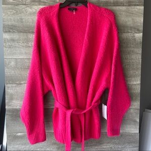 1.state pink knit stretchy belted cardigan